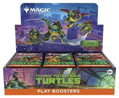 A Magic: The Gathering Teenage Mutant Ninja Turtles play booster box featuring the four turtles.
