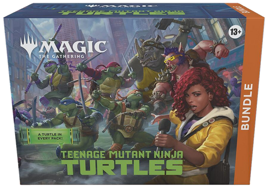 A Magic: The Gathering Teenage Mutant Ninja Turtles bundle box featuring the characters on the cover.