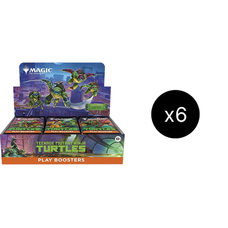 A case of six Magic the Gathering Teenage Mutant Ninja Turtles play booster boxes.