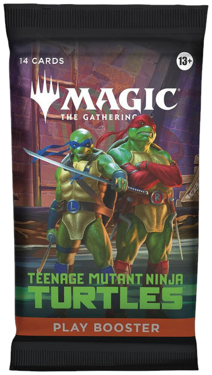 A Magic: The Gathering Teenage Mutant Ninja Turtles play booster pack featuring Leonardo and Raphael.