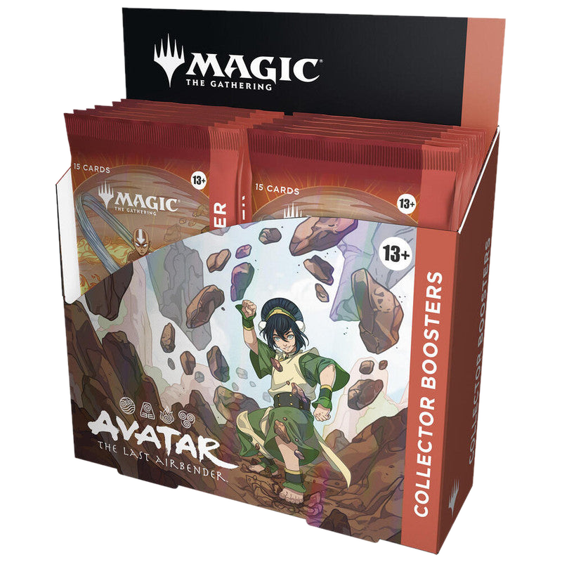 A Magic: The Gathering Avatar the Last Airbender collector booster box featuring Toph on the front.