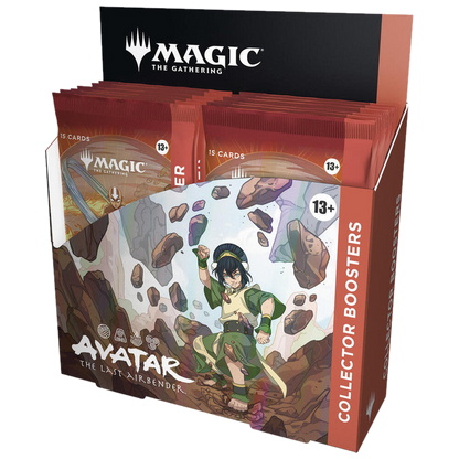 A Magic: The Gathering Avatar the Last Airbender collector booster box featuring Toph on the front.
