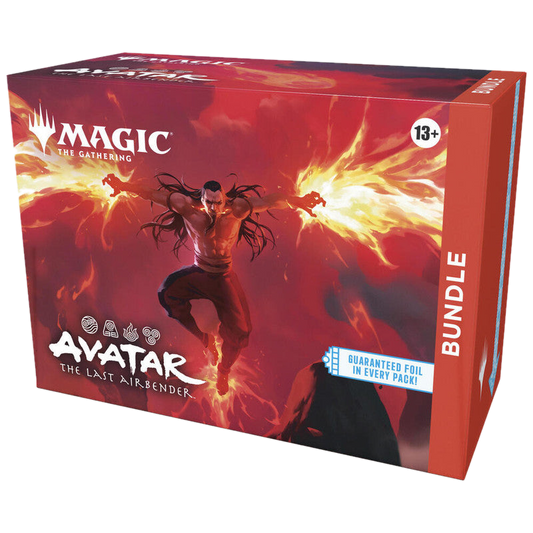 A Magic: The Gathering Avatar the Last Airbender bundle box featuring firebending artwork.