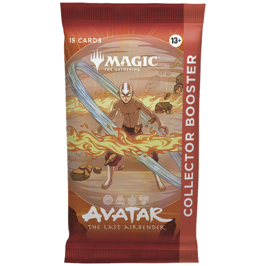 A Magic: The Gathering Avatar the Last Airbender collector booster pack featuring Aang.