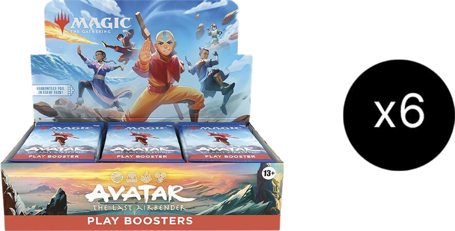 A case of six Magic the Gathering Avatar the Last Airbender play booster boxes.