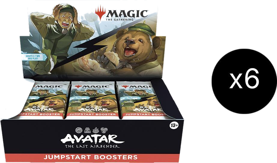 A Magic the Gathering Avatar the Last Airbender Jumpstart booster case containing six boxes.