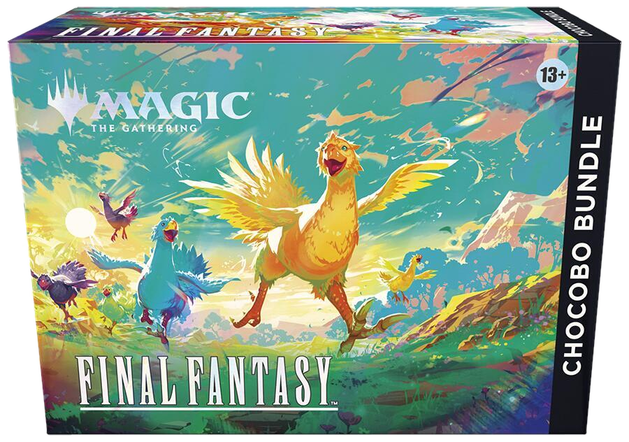 A Magic: The Gathering Final Fantasy Chocobo bundle box featuring colorful Chocobo artwork.