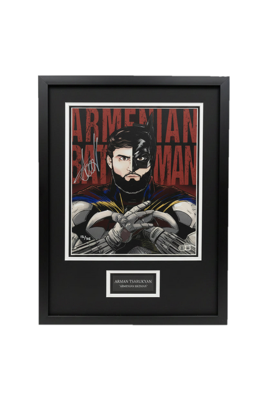 A framed, limited-edition print of Arman Tsarukyan as Batman, numbered 13 of 35.