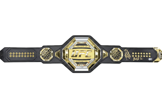 A UFC Legacy Championship belt featuring a signature and the inscription Borz.