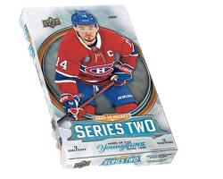 A 2025-26 Upper Deck Series 2 hockey hobby box featuring a Montreal Canadiens player on the cover.