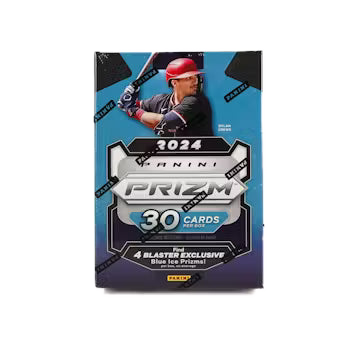 A 2024 Panini Prizm Baseball blaster box featuring a player on the front.