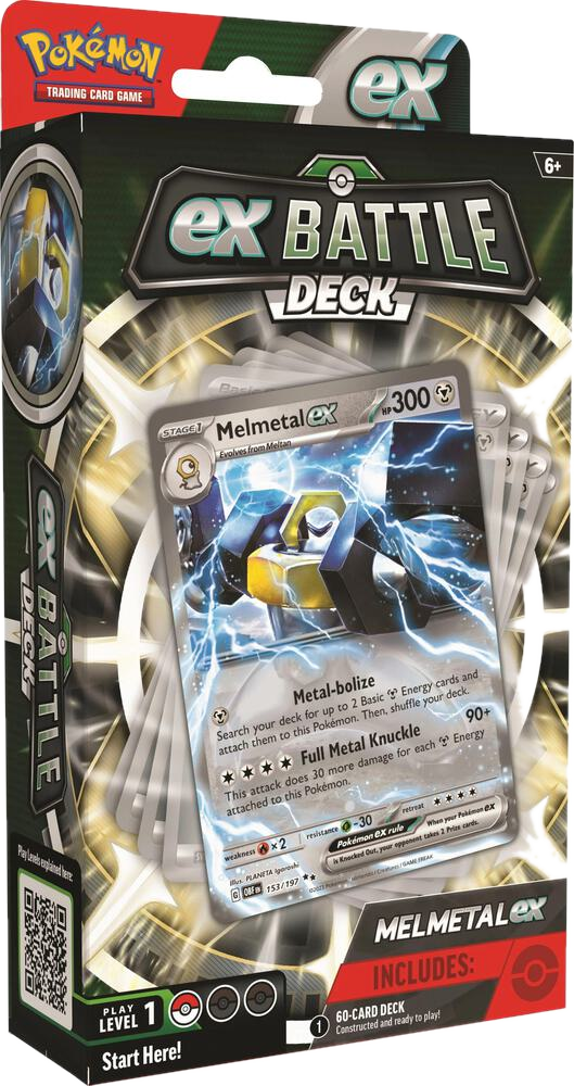 A Melmetal ex Battle Deck box featuring a Melmetal ex card illustration on the front.