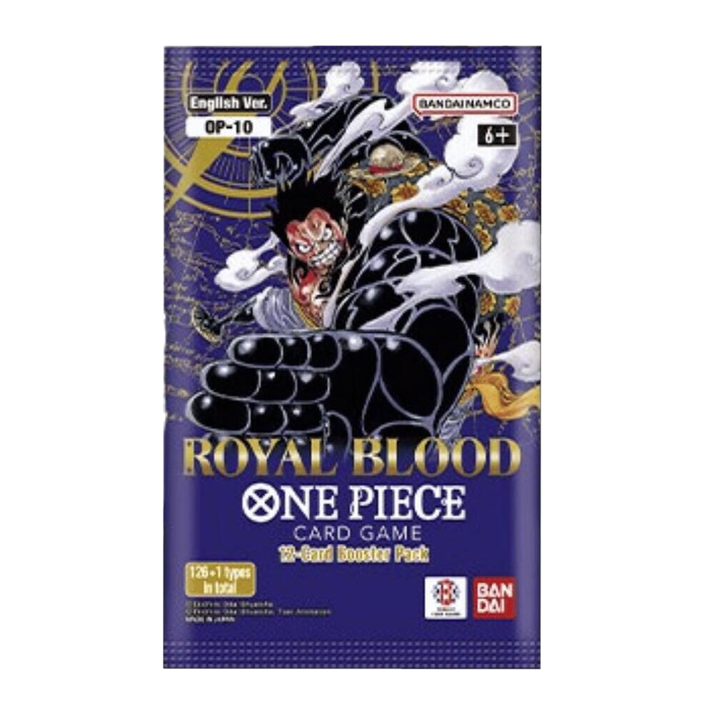 A One Piece Card Game Royal Blood booster pack featuring Luffy in Gear Fourth form.