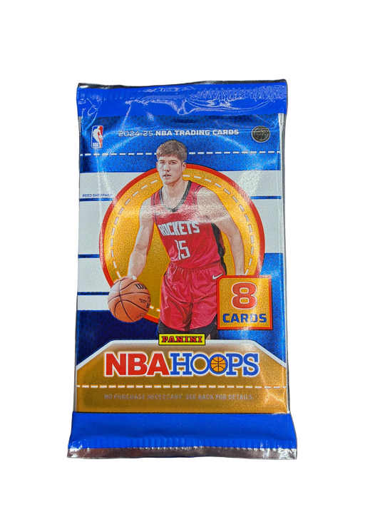 A 2024-25 Panini Hoops basketball trading card pack featuring Reed Sheppard on the front.