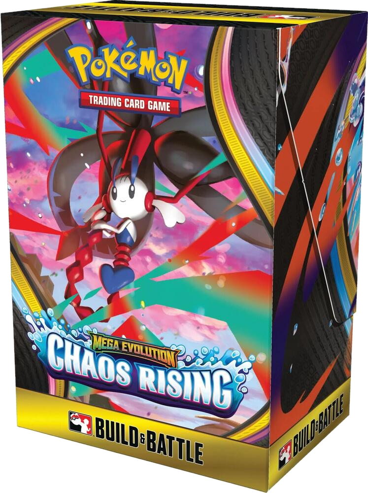 A Pokemon Chaos Rising Build and Battle box featuring Mega Evolution artwork.