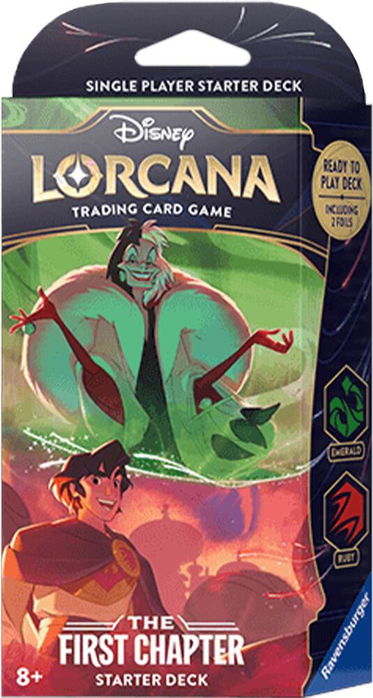 Disney Lorcana The First Chapter Emerald and Ruby starter deck box featuring Cruella de Vil.