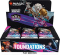 A Magic the Gathering Foundations Play Booster box containing 36 individual card packs.