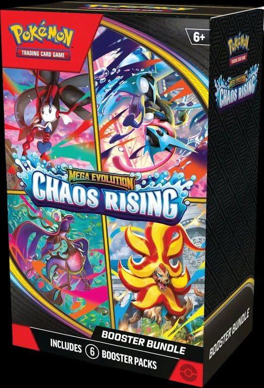 A Pokemon Chaos Rising booster bundle box containing six trading card game booster packs.