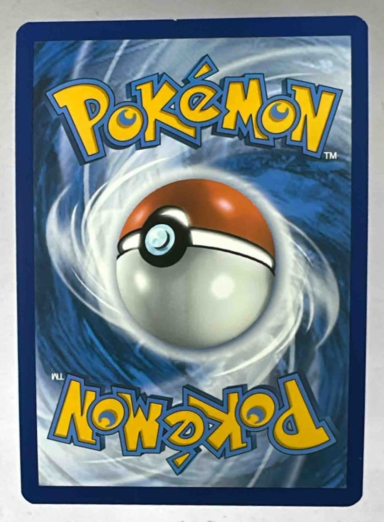 The back of a standard Pokemon trading card featuring the iconic blue swirl and logo design.