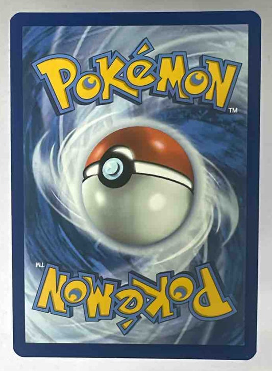 The back of a standard Pokemon trading card featuring the classic blue and white swirl design.
