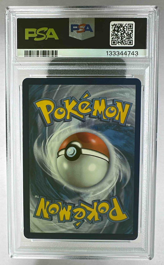 A PSA 10 graded 2021 Pokemon Celebrations Zekrom card shown from the back in a plastic slab.