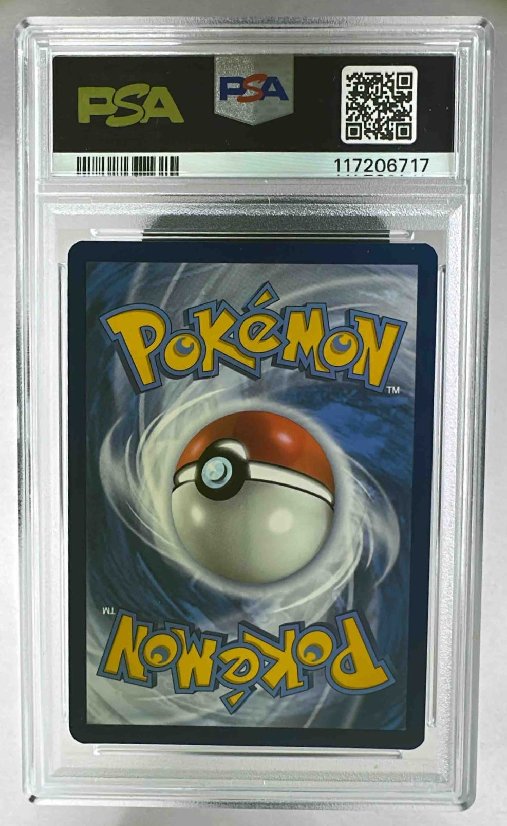 A PSA 10 graded 2024 Pokemon Stellar Crown Terapagos ex card shown from the back.