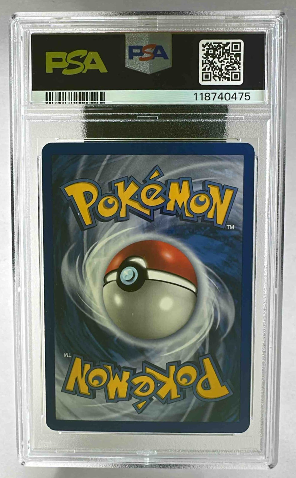A PSA 8 graded 2002 Pokemon Legendary Collection Gastly reverse holo card in a plastic slab.