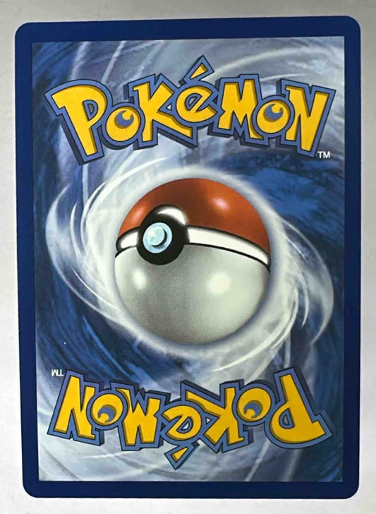 The back of a standard Pokemon trading card featuring the classic blue swirl design.