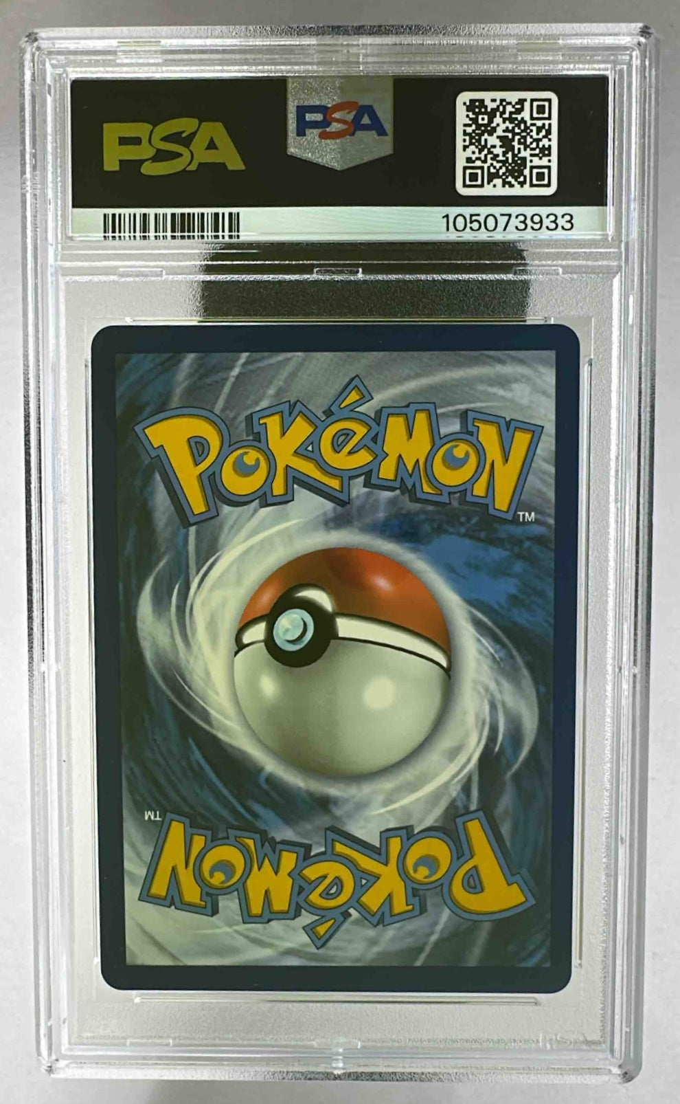 The back of a graded 2021 Pokemon Sylveon V card in a PSA protective slab.