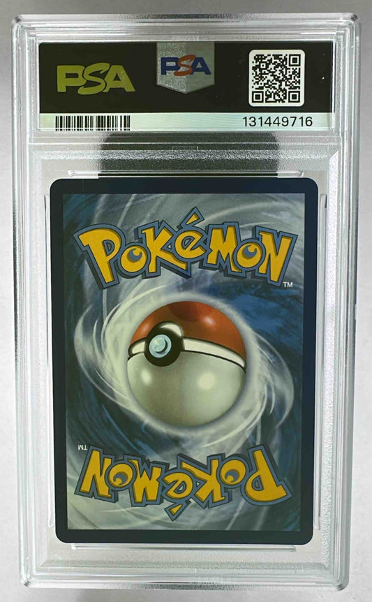 The back of a PSA 9 graded 2025 Pokemon Latias ex trading card in a protective plastic slab.