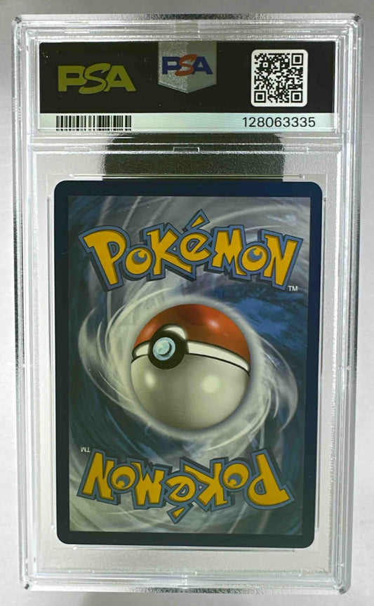 The back of a PSA 10 graded 2016 Pokemon SM Black Star Promo Charizard card in a plastic slab.