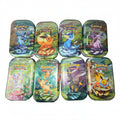 Eight Prismatic Evolutions mini tins featuring different Eevee evolutions arranged in two rows.