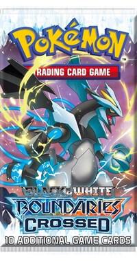 A Pokemon Boundaries Crossed booster pack featuring Black Kyurem on the packaging.
