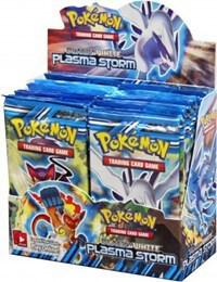 A sealed Pokemon Plasma Storm booster box featuring artwork of Lugia and Infernape.