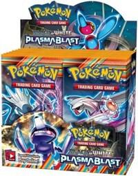 A sealed Pokemon Plasma Blast booster box featuring artwork of Genesect, Palkia, and Dialga.