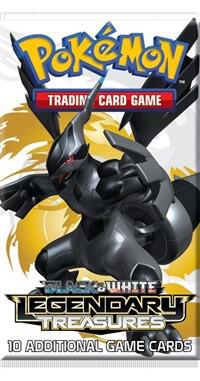 A Pokemon Legendary Treasures booster pack featuring Zekrom on the front.