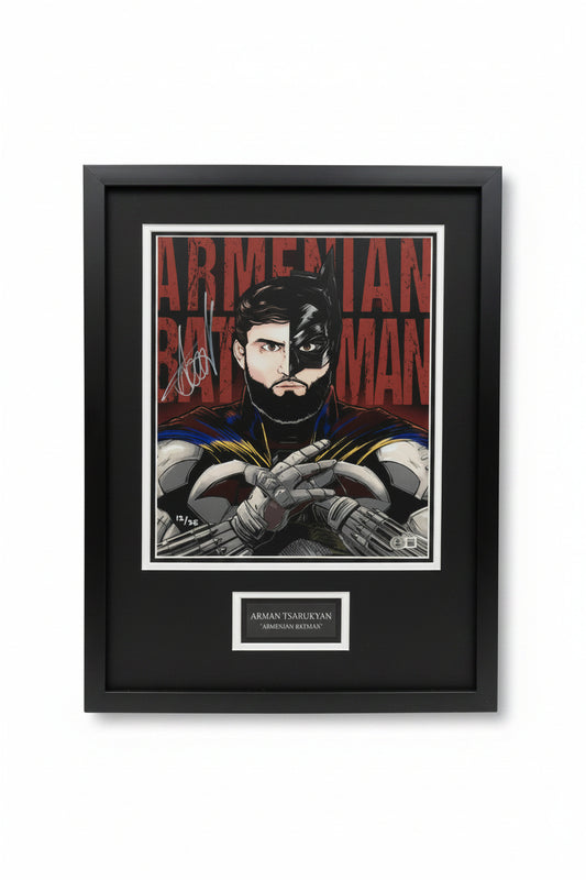A framed, limited-edition print of Arman Tsarukyan as Batman, numbered 13 of 35.