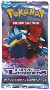 A sealed Pokemon Call of Legends booster pack featuring Groudon artwork.