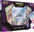 A Champion's Path collection box featuring a Hatterene V promo card and booster packs.