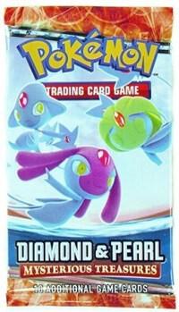 A Pokemon Mysterious Treasures booster pack featuring Uxie, Mesprit, and Azelf on the packaging.