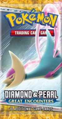 A Pokemon Great Encounters booster pack featuring Cresselia on the packaging.