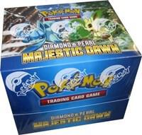 A sealed Pokemon Majestic Dawn booster box featuring Diamond and Pearl series branding.