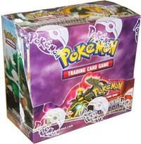 A factory-sealed Pokemon Stormfront booster box featuring purple packaging and artwork.