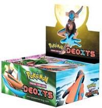 A sealed Pokemon Deoxys trading card game booster box featuring artwork of the legendary Pokemon.