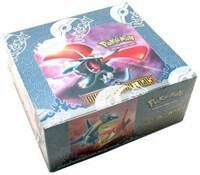 A sealed Pokemon Dragon Frontiers booster box featuring artwork of Rayquaza.
