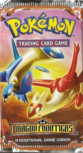 A sealed Pokemon Dragon Frontiers booster pack featuring Latios and Latias on the front.