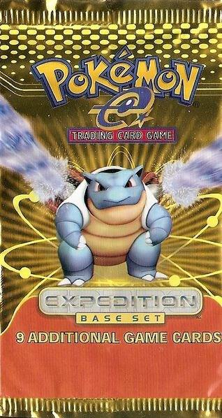 A sealed Pokemon Expedition booster pack featuring Blastoise on the front.
