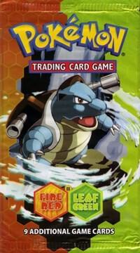 A sealed Pokemon FireRed LeafGreen booster pack featuring Blastoise artwork.