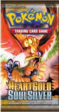 A sealed Pokemon HeartGold SoulSilver booster pack featuring Ho-Oh on the front.