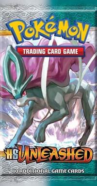 A Pokemon HS Unleashed booster pack featuring Suicune on the front.